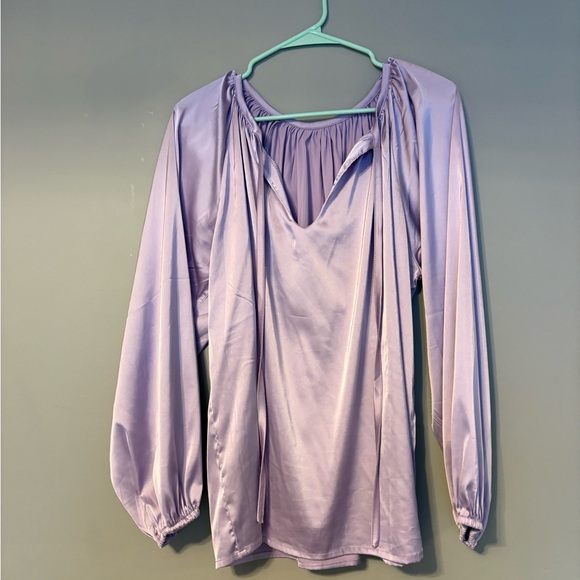 Tops - Lavender Satin Blouse